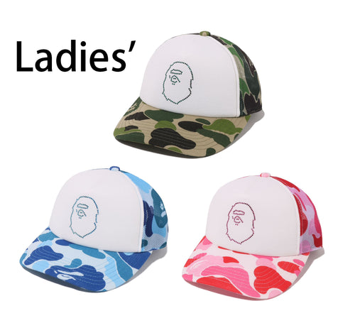A BATHING APE Ladies' ABC CAMO CRYSTAL STONE MESH CAP