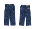 A BATHING APE JAPANESE INDIGO ART CAMO RELAXED FIT DENIM PANTS