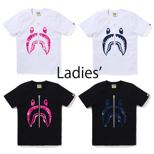 A BATHING APE Ladies' COLOR CAMO SHARK TEE