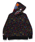 A BATHING APE NEON CAMO SHARK FULL ZIP HOODIE