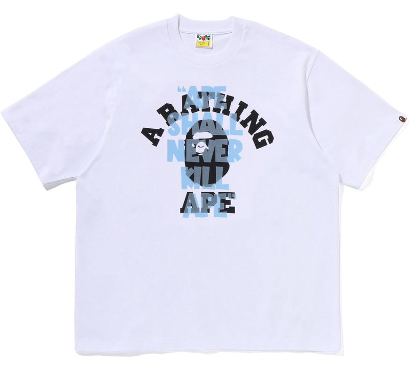 A BATHING APE APE SHALL NEVER KILL APE COLLEGE RELAXED FIT TEE