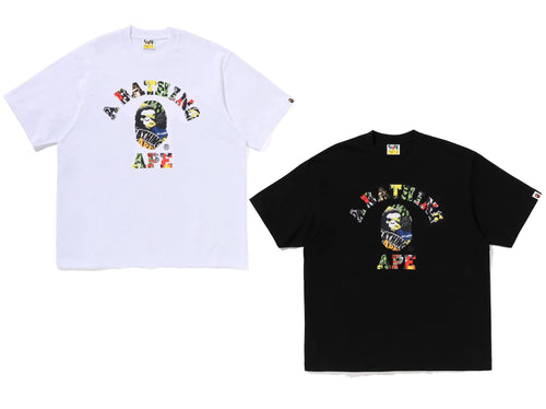 A BATHING APE MULTI LOGO COLLEGE RELAXED FIT TEE