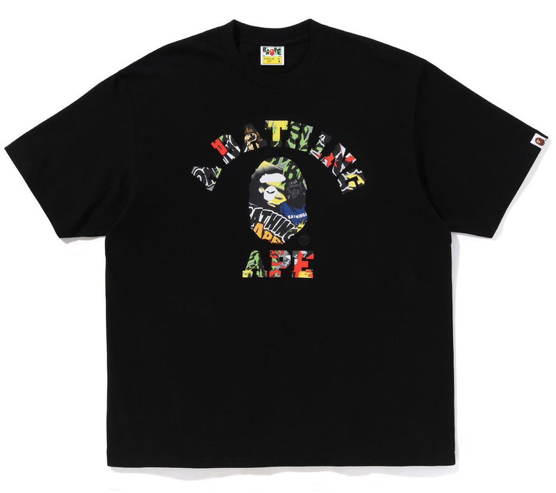 A BATHING APE MULTI LOGO COLLEGE RELAXED FIT TEE