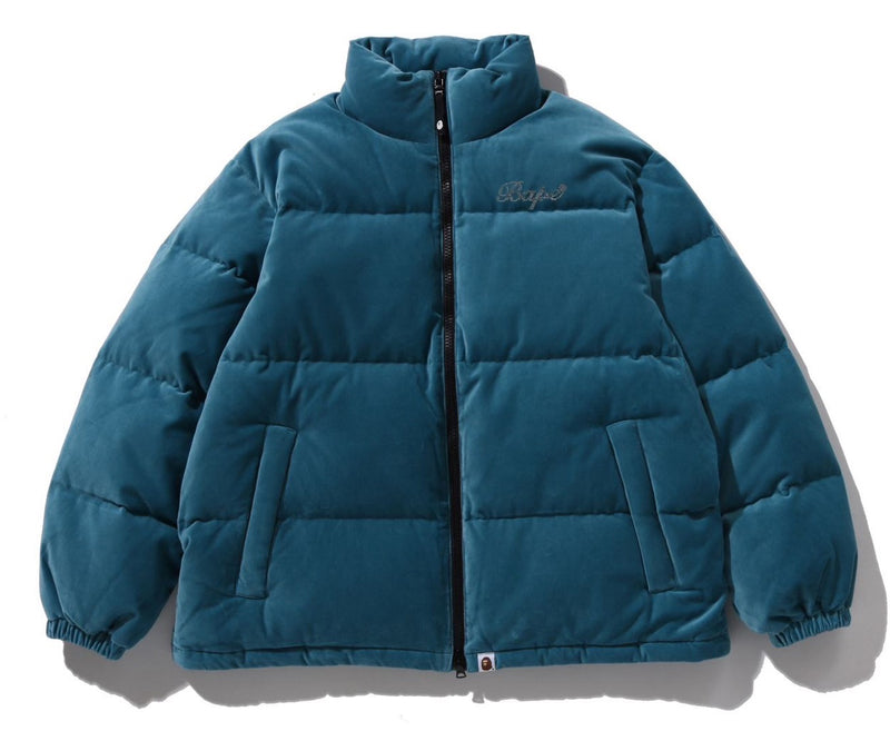 A BATHING APE Ladies' CRYSTAL STONE BAPE LOGO VELOUR DOWN JACKET
