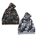 A BATHING APE TREE EDGE CAMO SHARK FULL ZIP HOODIE