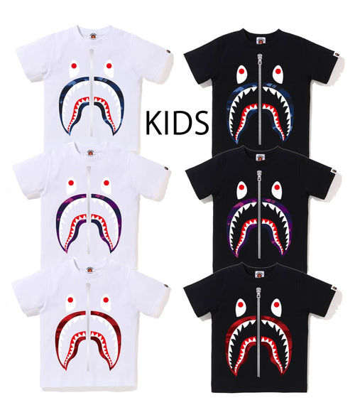 A BATHING APE BAPE KIDS COLOR CAMO SHARK TEE