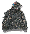 A BATHING APE TREE EDGE CAMO LASER CUT CROPPED SHARK FULL ZIP HOODIE
