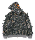 A BATHING APE TREE EDGE CAMO LASER CUT CROPPED SHARK FULL ZIP HOODIE