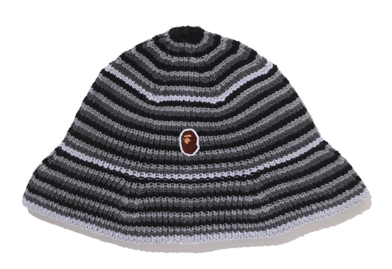A BATHING APE APE HEAD ONE POINT STREIPE KNIT HAT