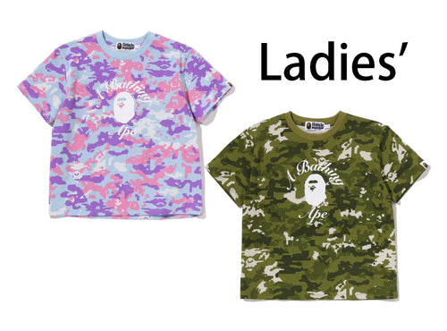 A BATHING APE Ladies' MULTI PIXEL CAMO COLLEGE MINI TEE
