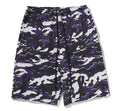 A BATHING APE GLITCH WOODLAND CAMO DOUBLE KNEE RELAXED FIT SWEAT SHORTS