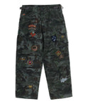 A BATHING APE HYBRID CAMO MULTI BADGE CARGO PANTS