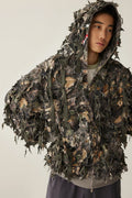 A BATHING APE TREE EDGE CAMO LASER CUT CROPPED SHARK FULL ZIP HOODIE