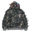 A BATHING APE TREE EDGE CAMO LASER CUT CROPPED SHARK FULL ZIP HOODIE