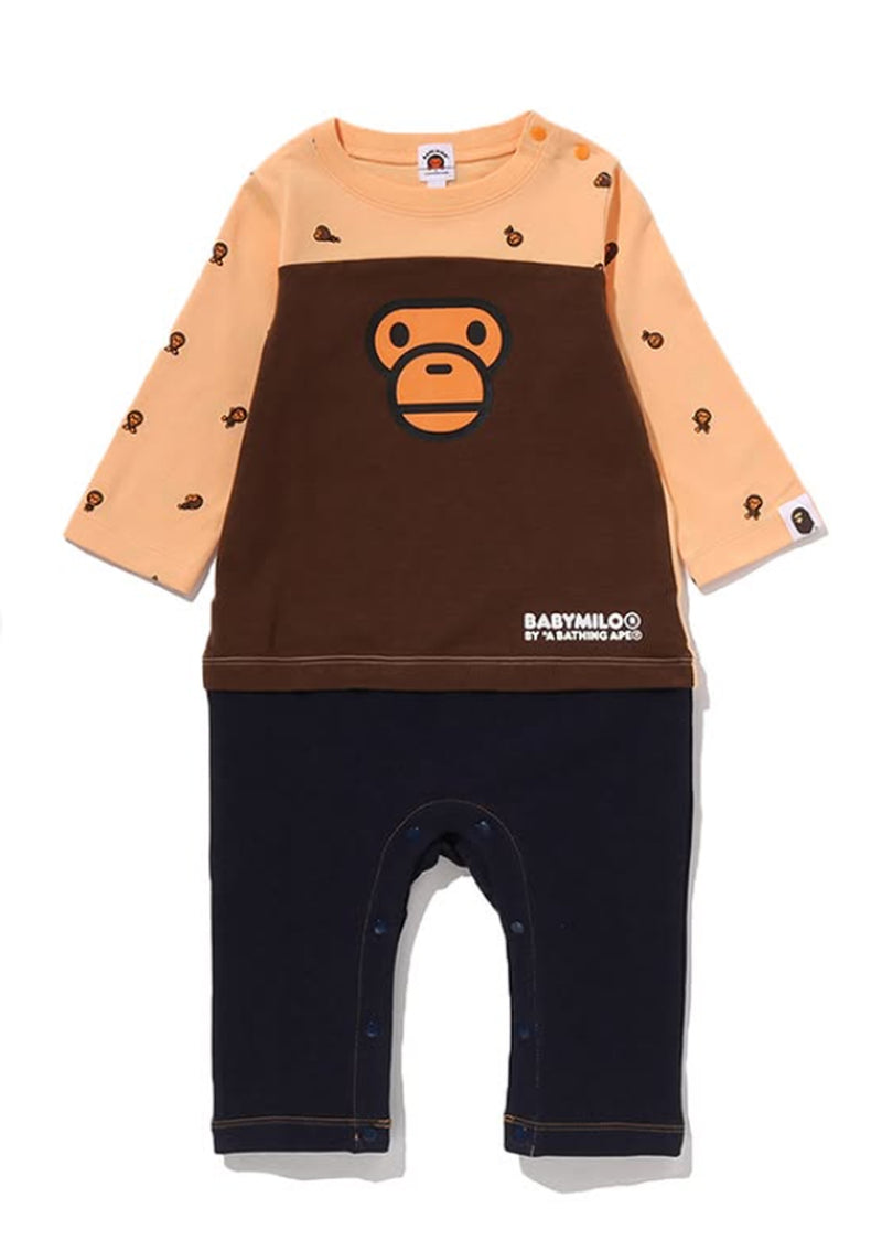 A BATHING APE BAPE KIDS BABY MILO MONOGRAM FACE FRIENDS ROMPERS