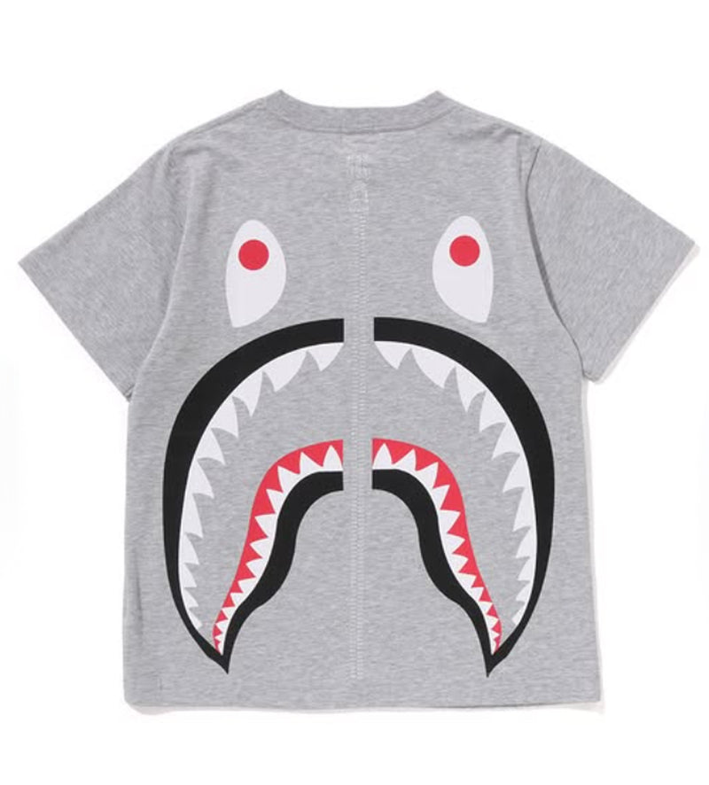 A BATHING APE BAPE KIDS BACK SHARK LOOSE FIT TEE