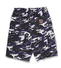 A BATHING APE GLITCH WOODLAND CAMO DOUBLE KNEE RELAXED FIT SWEAT SHORTS
