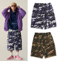 A BATHING APE GLITCH WOODLAND CAMO DOUBLE KNEE RELAXED FIT SWEAT SHORTS