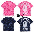 A BATHING APE Ladies' COLOR CAMO BIG COLLEGE TEE