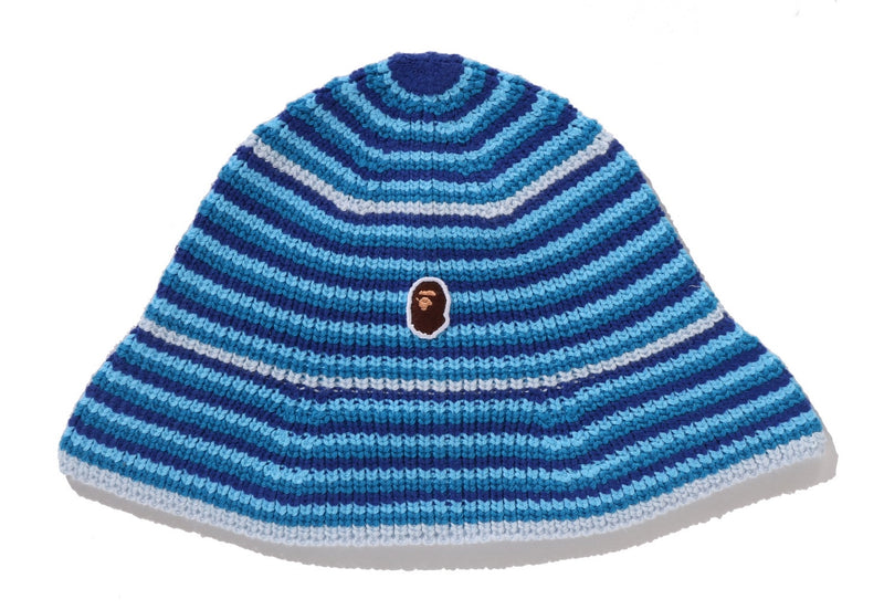 A BATHING APE APE HEAD ONE POINT STREIPE KNIT HAT