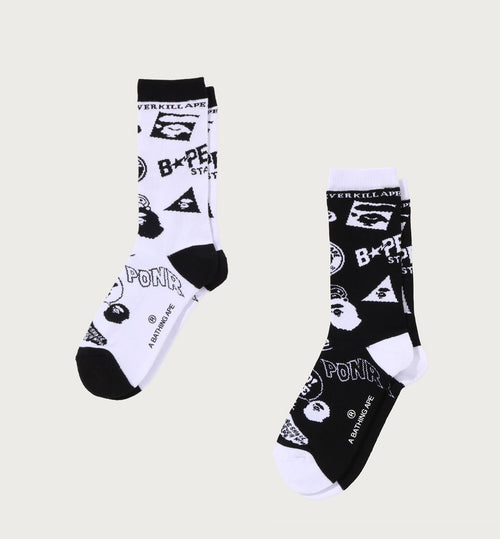 A BATHING APE BAPE GRAPHIC PATTERN SOCKS