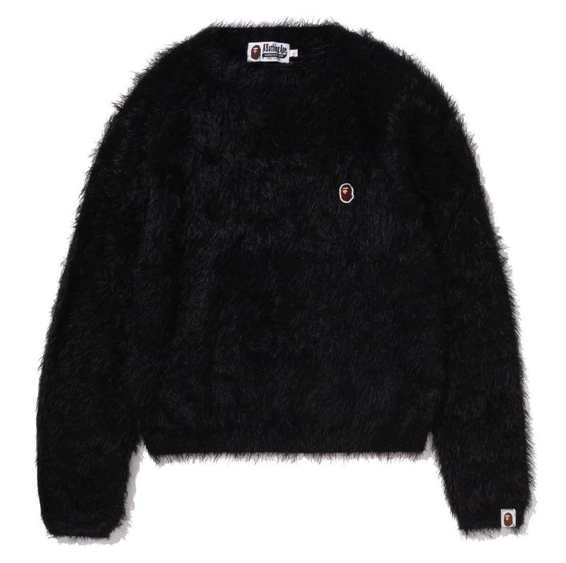 A BATHING APE Ladies' ONE POINT SHAGGY SWEATER