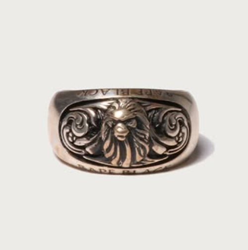 A BATHING APE BAPE BLACK ITEM #12 MAD FACE RING
