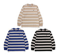 A BATHING APE STRIPE ONE POINT RELAXED FIT POCKET L/S TEE