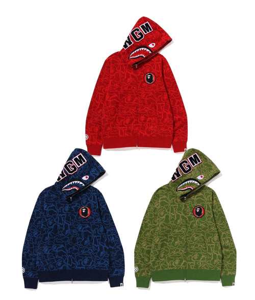 A BATHING APE BAPE 30TH ANNIV. LINE CAMO SHARK FULL ZIP HOODIE