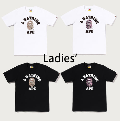 A BATHING APE Ladies' TIGER CAMO COLLEGE TEE