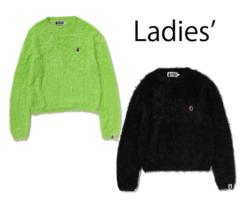 A BATHING APE Ladies' ONE POINT SHAGGY SWEATER