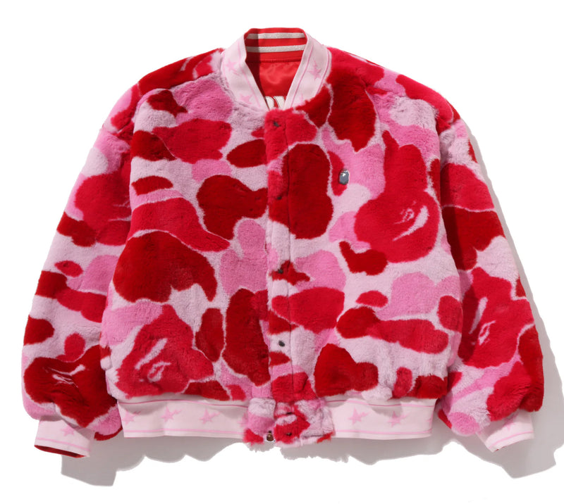 A BATHING APE Ladies' ABC CAMO MULTI LOGO REVERSIBLE VARSITY JACKET