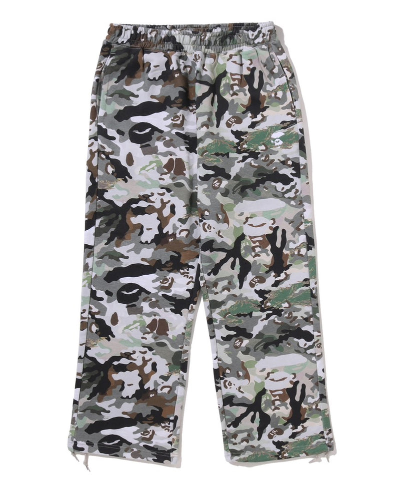 A BATHING APE HYBRID CAMO APE FACE LOGO RELAXED FIT SWEAT PANTS