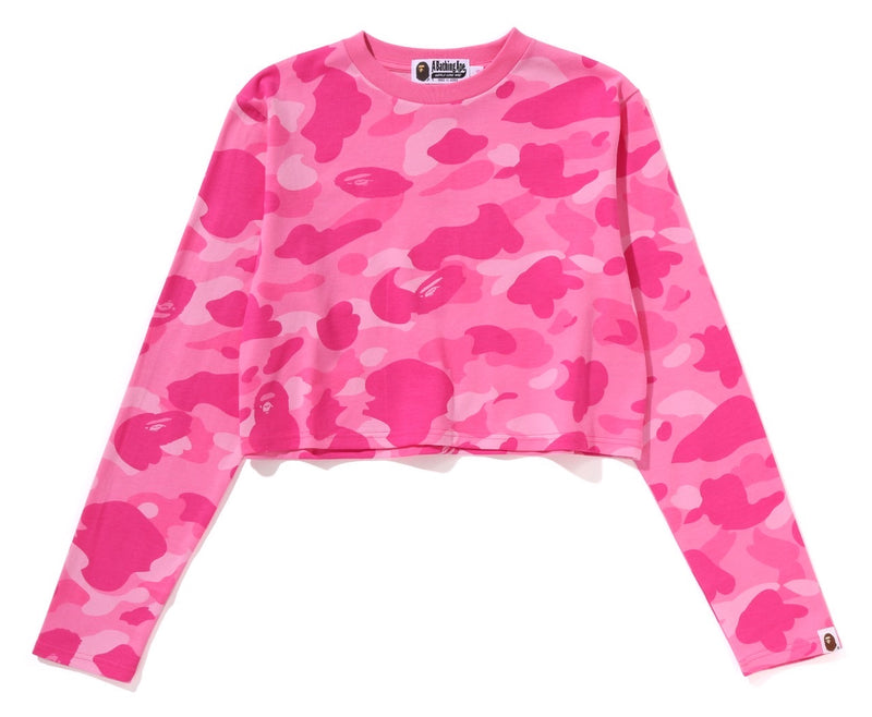 A BATHING APE Ladies' COLOR CAMO CROPPED L/S TEE