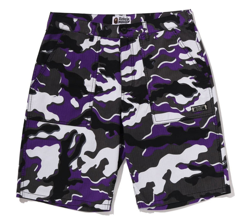 A BATHING APE GLITCH WOODLAND CAMO SHORTS