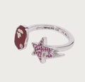 A BATHING APE Ladies' APE HEAD AND STA CRYSTAL STONE RING