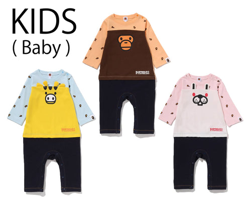 A BATHING APE BAPE KIDS BABY MILO MONOGRAM FACE FRIENDS ROMPERS