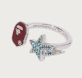 A BATHING APE Ladies' APE HEAD AND STA CRYSTAL STONE RING