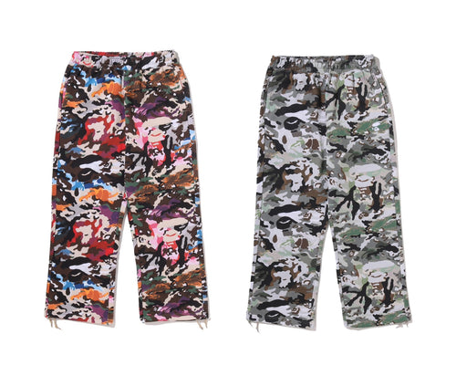 A BATHING APE HYBRID CAMO APE FACE LOGO RELAXED FIT SWEAT PANTS