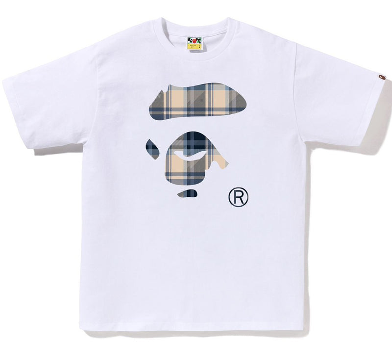 A BATHING APE BAPE CHECK APE FACE TEE