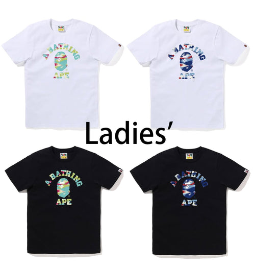 A BATHING APE Ladies' SCREEN CAMO COLLEGE TEE