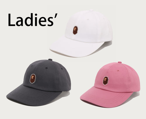 A BATHING APE Ladies' CRYSTAL STONE APE HEAD PANEL CAP