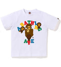 A BATHING APE BAPE KIDS MULTI COLOR TEXT COLLEGE MILO TEE