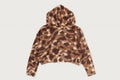A BATHING APE Ladies' COLOR CAMO BAPE LOGO FUR CROPPED ZIP HOODIE