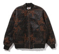 A BATHING APE MULTI LOGO QUILTED LEATHER BOMBER JACKET
