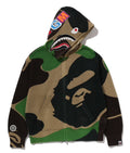 A BATHING APE ABC CAMO CROCHET SHARK RELAXED FIT FULL ZIP HOODIE