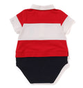 A BATHING APE BAPE KIDS PANEL STRIPE POLO SHIRT LAYERED BODYSUIT