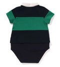 A BATHING APE BAPE KIDS PANEL STRIPE POLO SHIRT LAYERED BODYSUIT