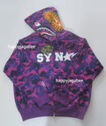 A BATHING APE BAPE x SPOTIFY BY CENTRAL CEE CAMO SHARK FULL ZIP HOODIE