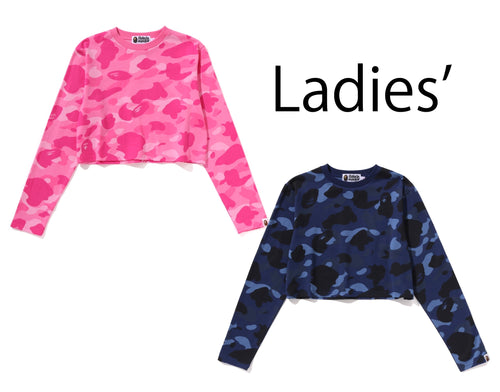 A BATHING APE Ladies' COLOR CAMO CROPPED L/S TEE